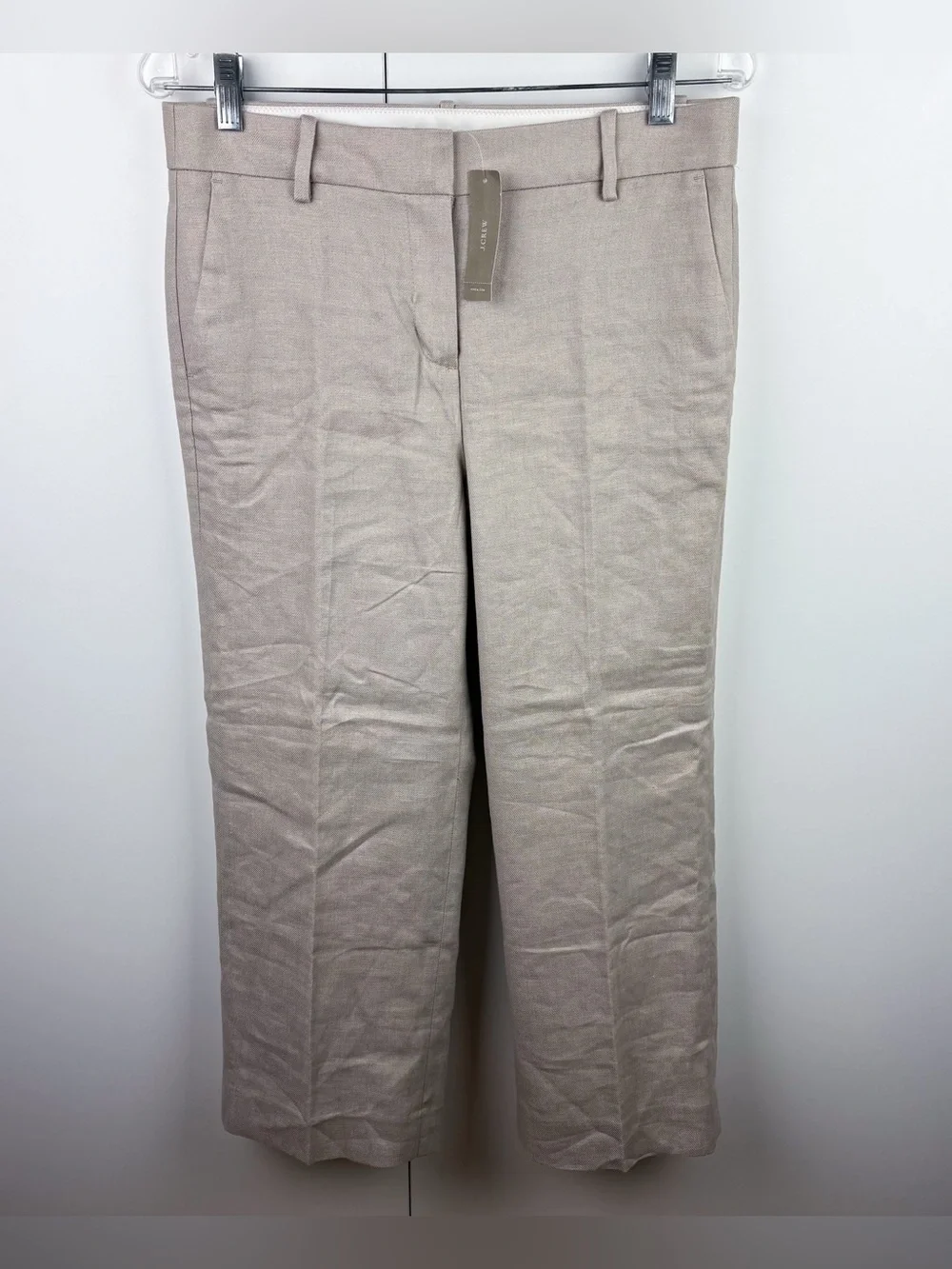 J. Crew Peyton Pant Stretch Linen Flax Beige NEW 6 Wide Leg Trouser Crop Cream